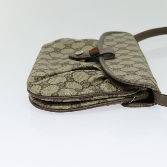 GUCCI GG Supreme Web Sherry Line Bag PVC Beige Gold - Picture 4 of 16